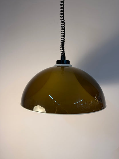 Vintage Hängelampe Acryl braun-weiß von Elio Martinelli