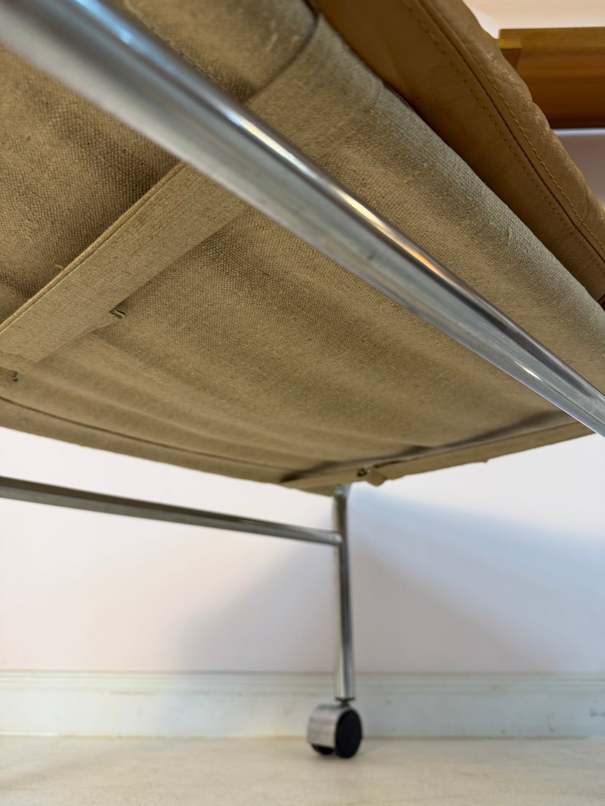 Vintage Hocker "Bore" von Noboru Nakamura für IKEA, Chrom und Leder