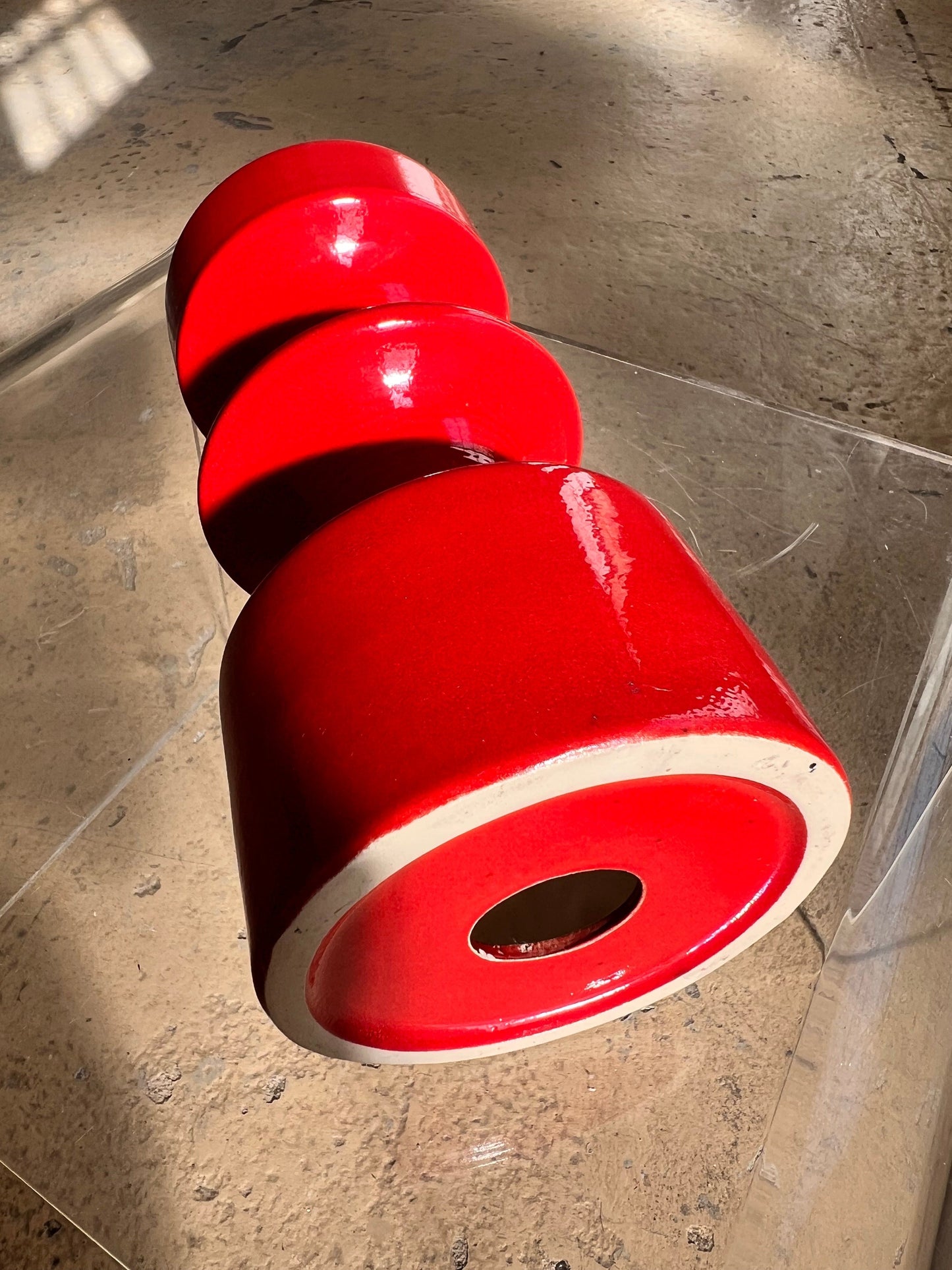 Vintage Kerzenständer Keramik von Cari Zalloni für Steuler rot