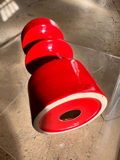 Vintage Kerzenständer Keramik von Cari Zalloni für Steuler rot