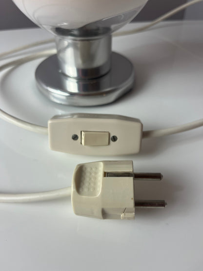 Vintage Tischlampe von Doria weiß orange Glas Chrom