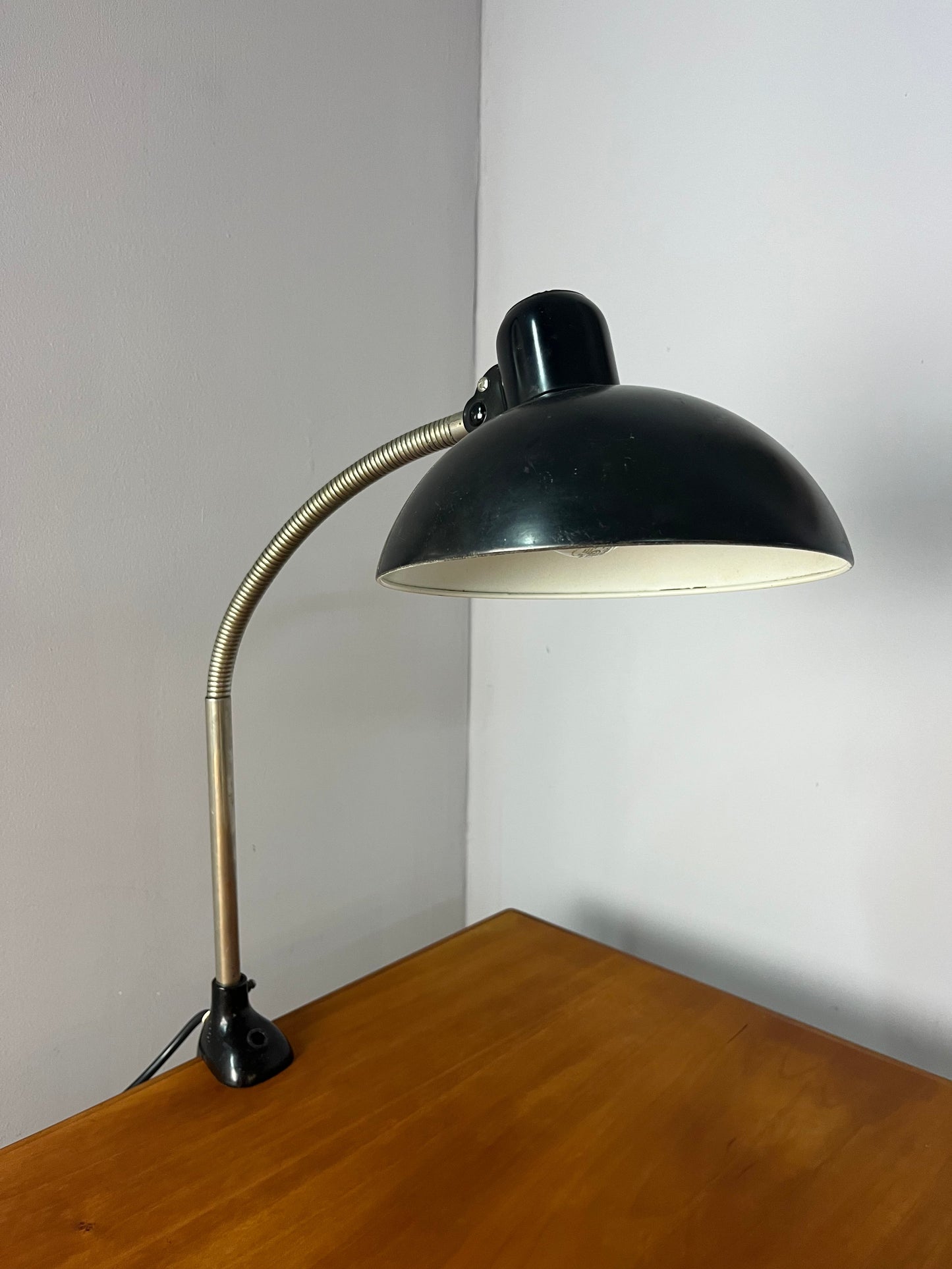 Vintage Klemmlampe schwarz von Christian Dell für Kaiser Idell