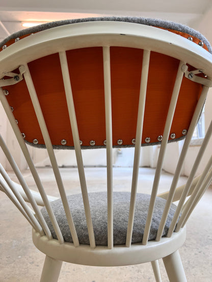Vintage Sessel Circle Chair von Yngve Ekström für Swedese weiß grau orange