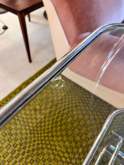 Vintage Regal Raumteiler rund Chrom und Glas Designklassiker