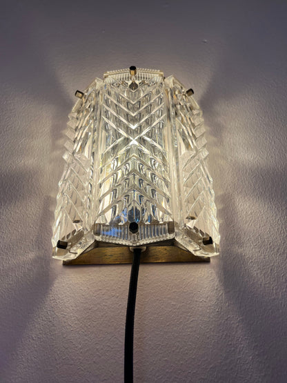 Vintage Wandlampe Messing und Glas von Wiktor Berndt für Flygsfors
