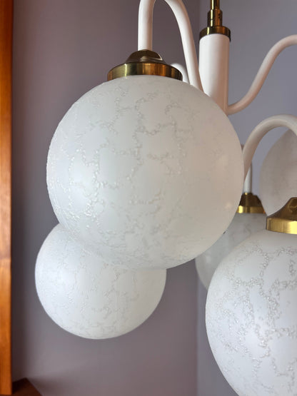 Vintage chandelier with 6 glass balls 70s