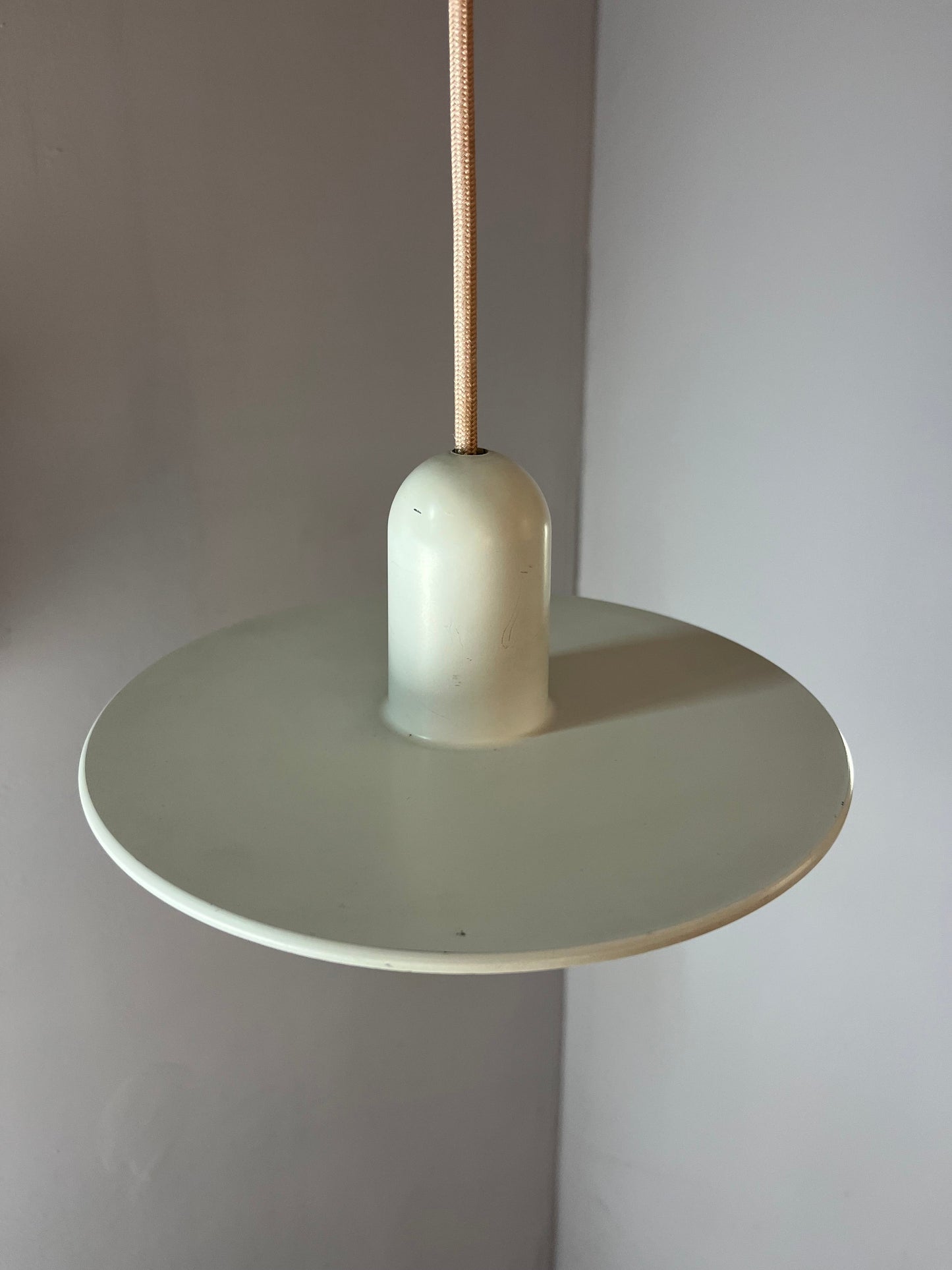Vintage Hängelampe Optima weiß von Hans Due für Fog & Mørup