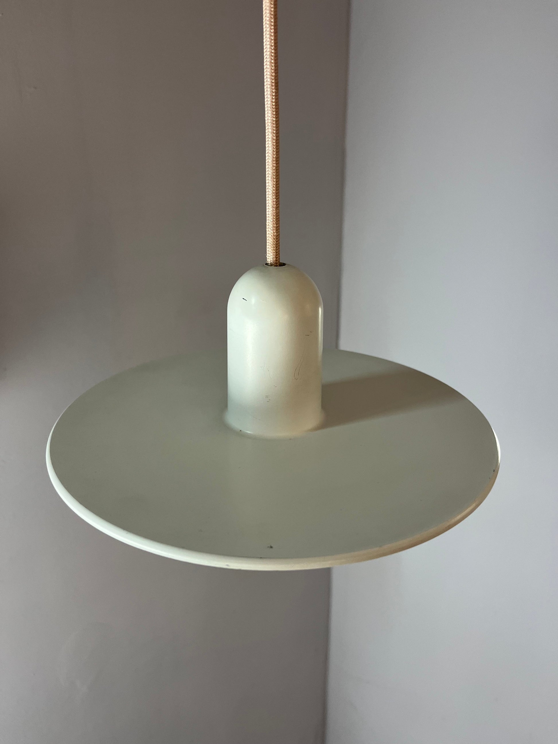 Vintage Hängelampe Optima weiß von Hans Due für Fog & Mørup