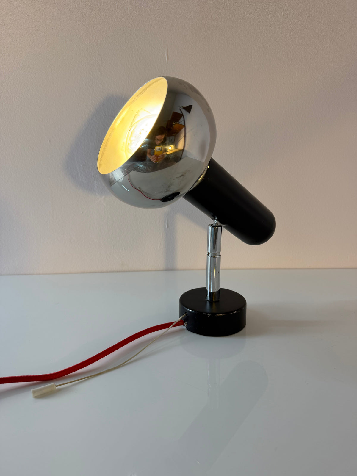Vintage Wandlampe von Sische, Schwarz-Chrom