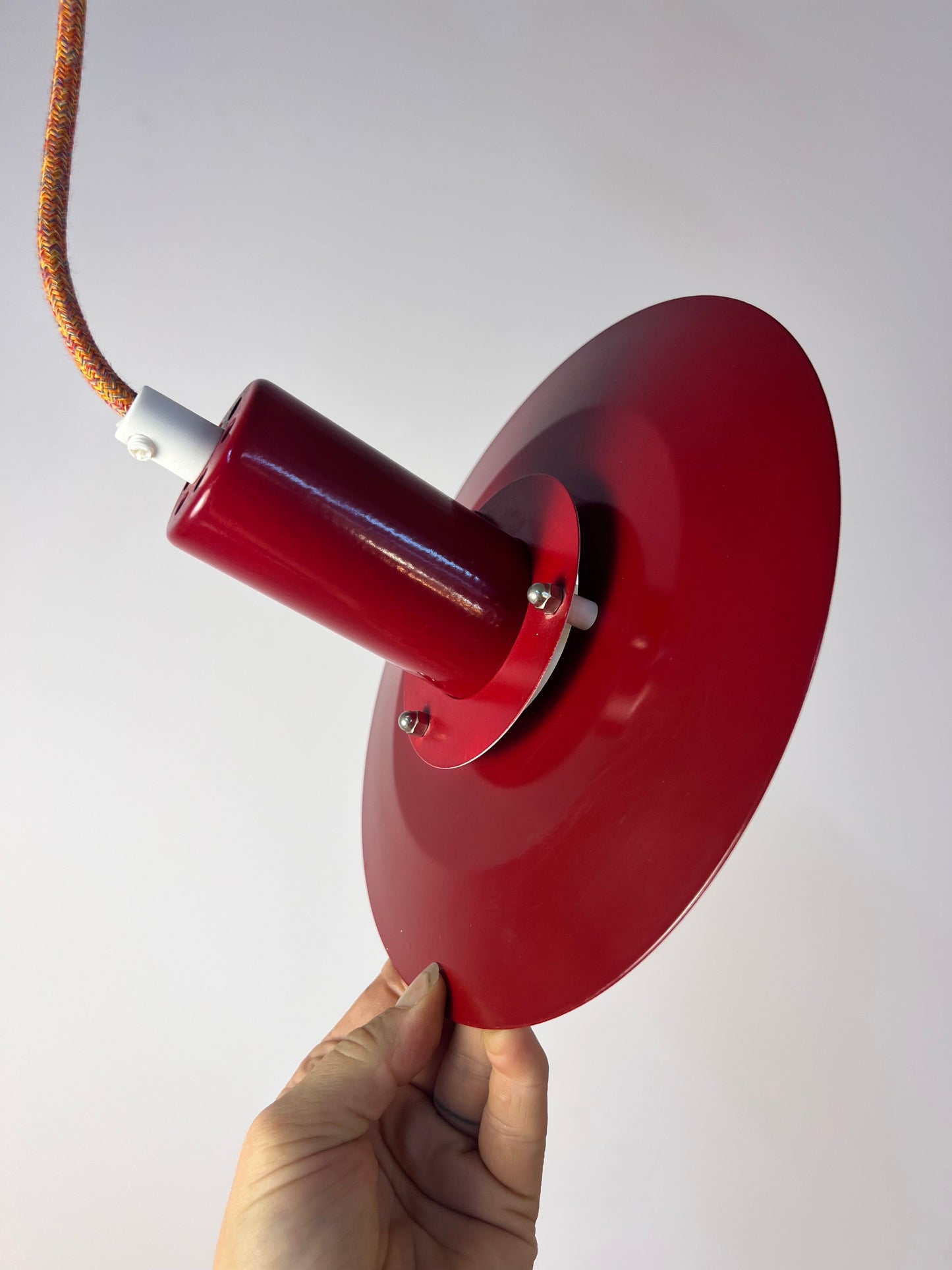 Vintage Lamellenlampe "4020" von Lyfa, dunkelrot
