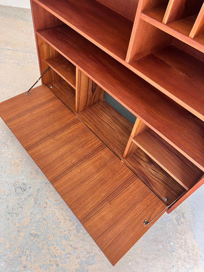 Vintage Bücherregal mit Klappfach Teak aus Dänemark