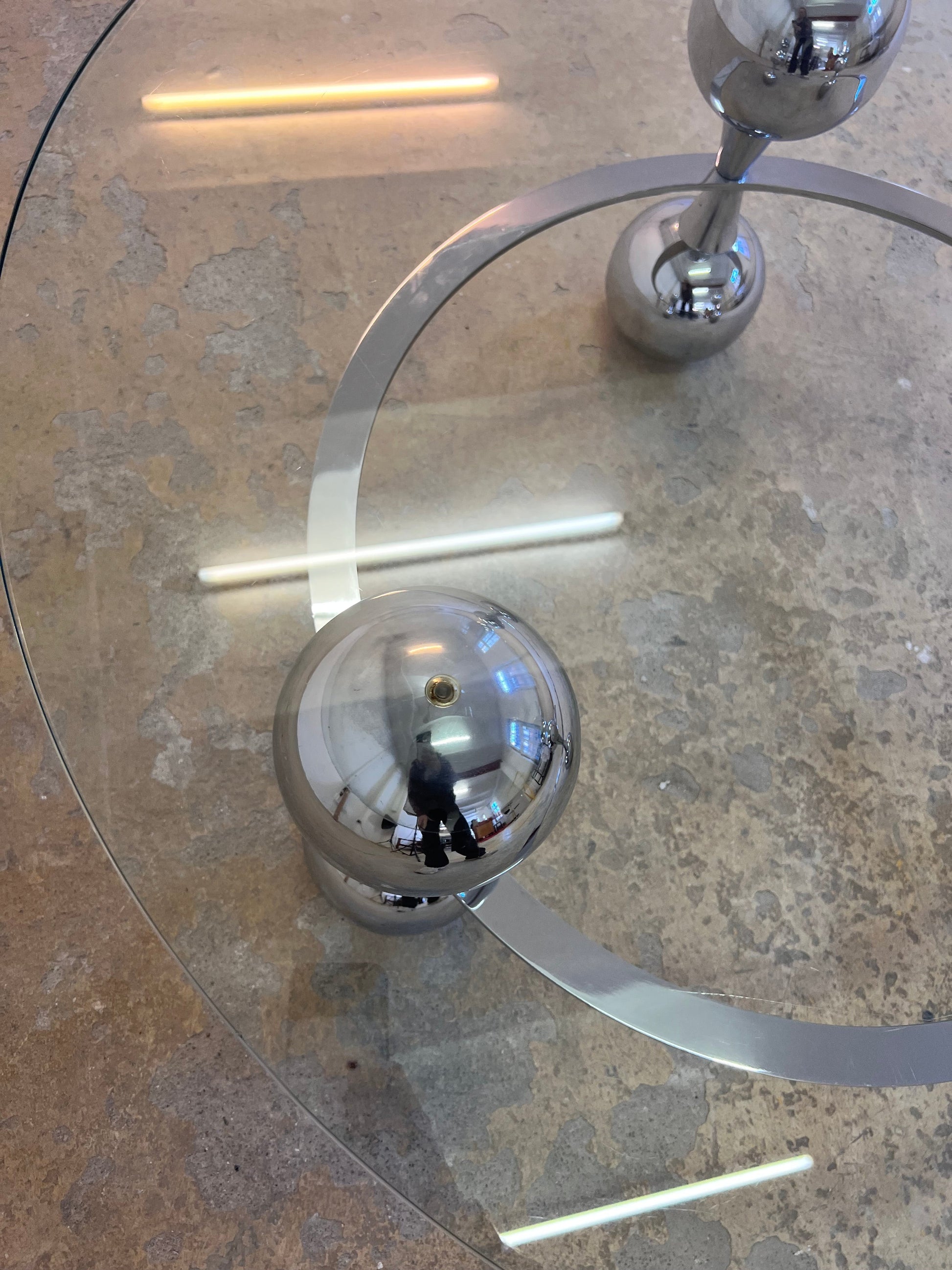 Vintage Couchtisch Chrom und Glas silber Pre-Loved