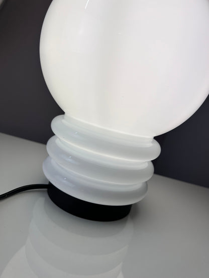 Vintage Tischlampe Glas von Glashütte Limburg weiß