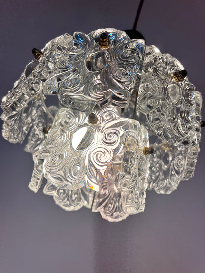 Vintage Hängelampe Kristallglas von Kinkeldey