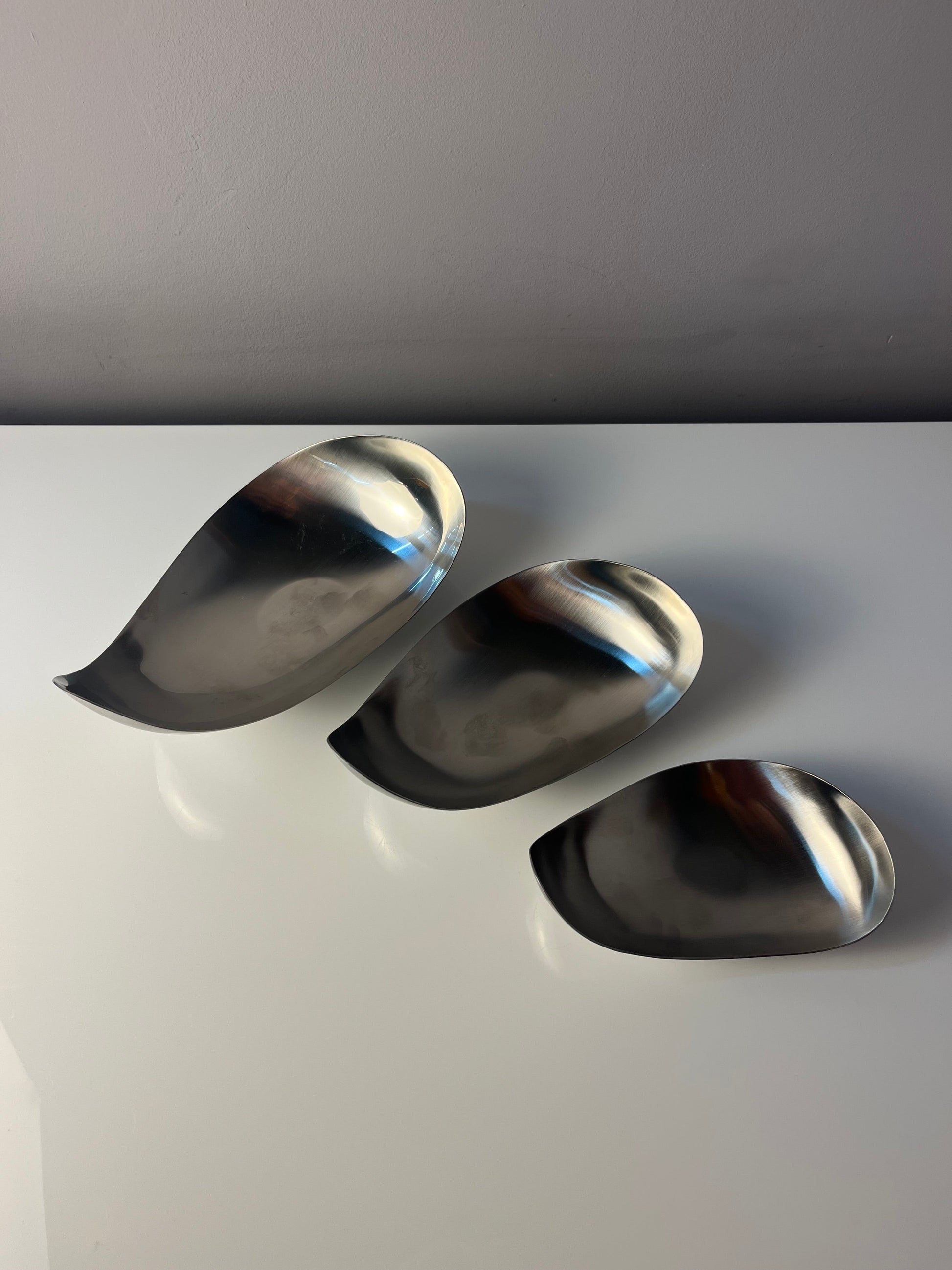Vintage Servierschale Leaf von Helle Damkjær für Georg Jensen Set von 3