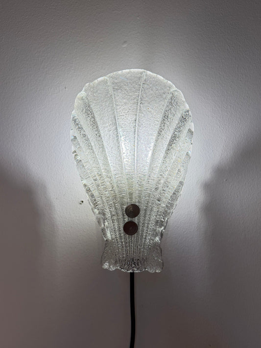 Vintage Wandlampe Muschel Glas von Sölken