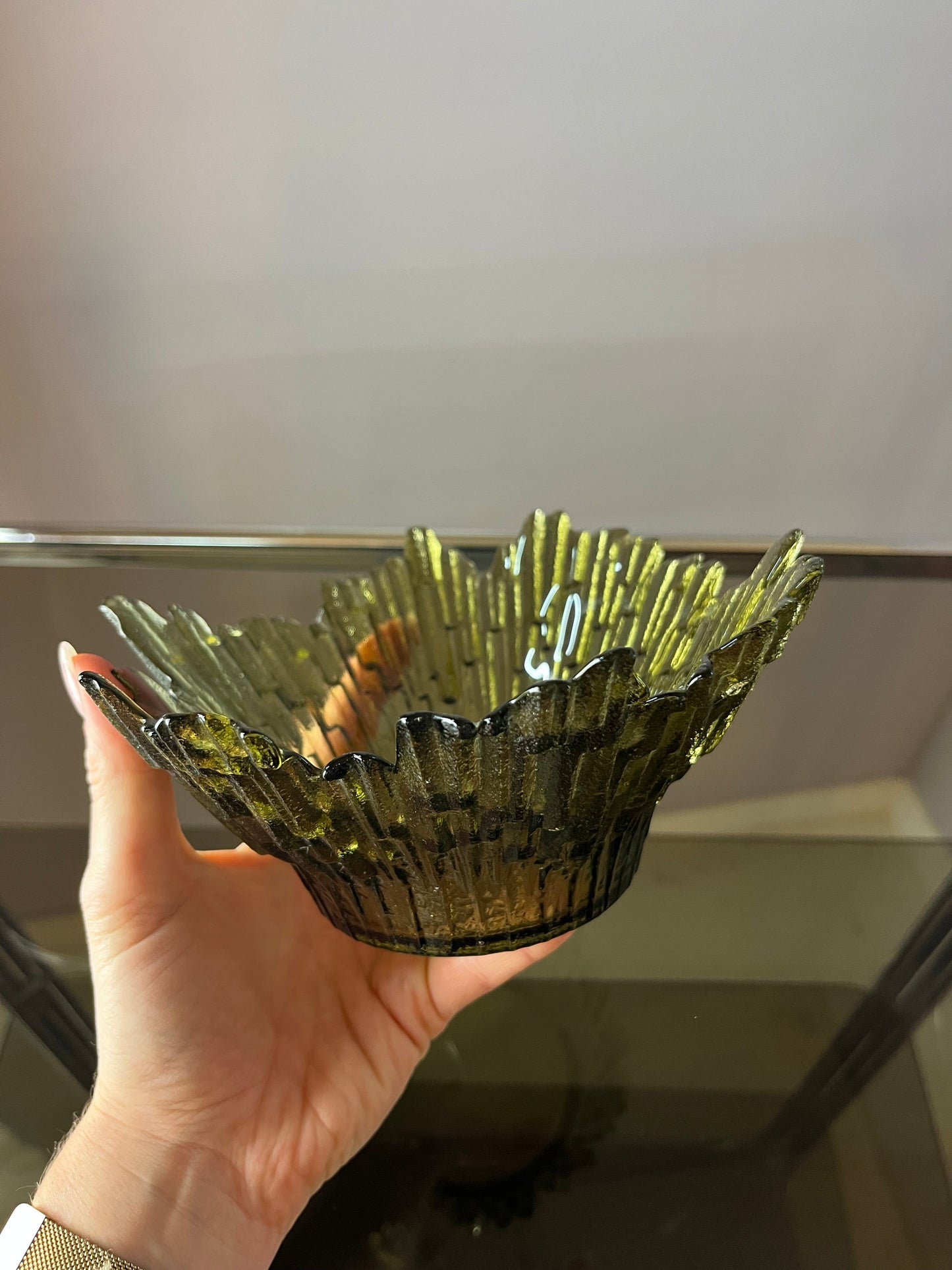 Schale Revontulet grau Glas von Tauno Wirkkala für Humppila