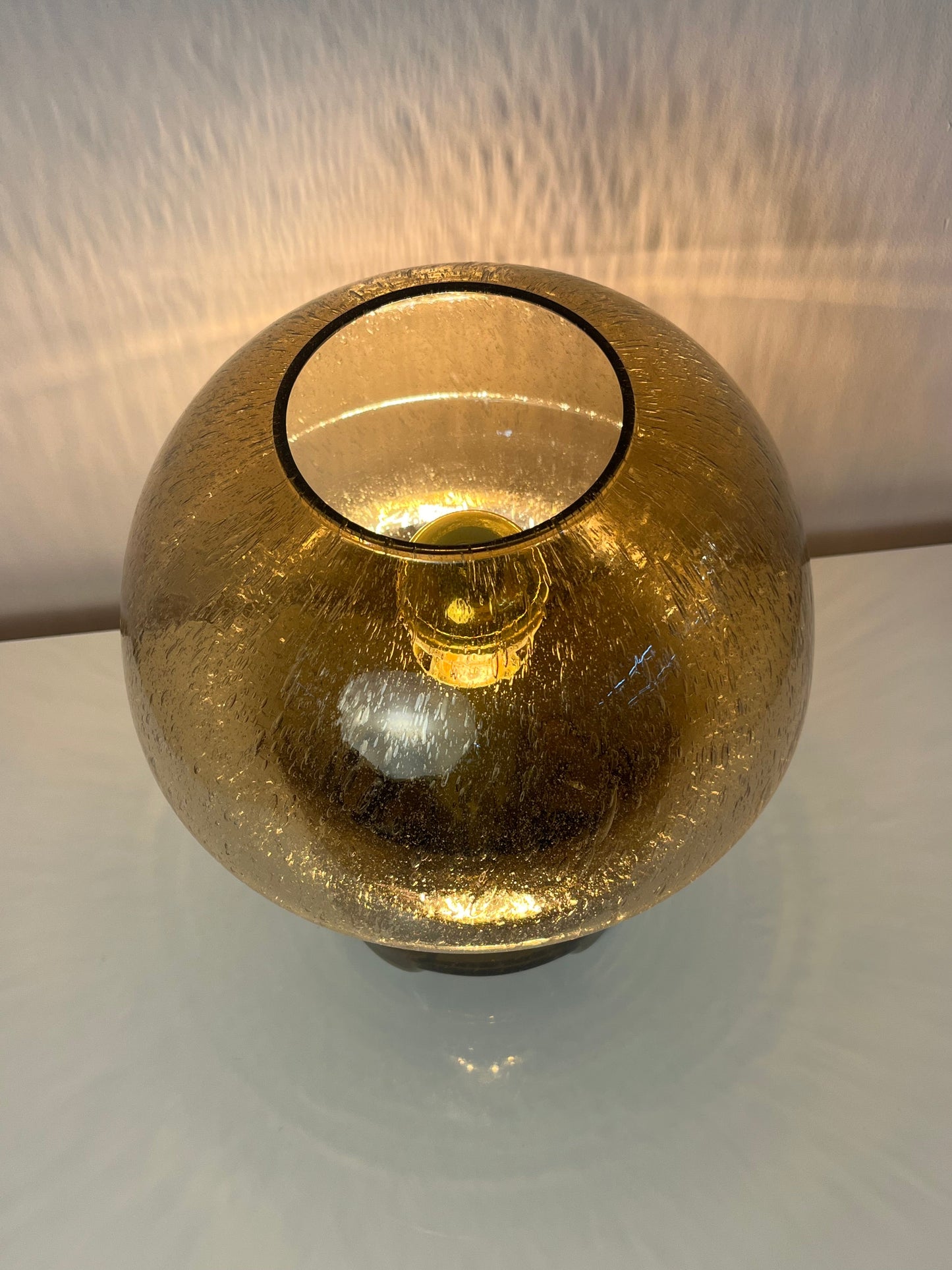 Vintage Pilzlampe von Süssmuth Leuchten aus braunem Einschlussglas