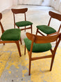 Vintage Polsterstuhl Set von 4 von Schiønning und Elgaard für Randers Møbelfabrik grün Teak