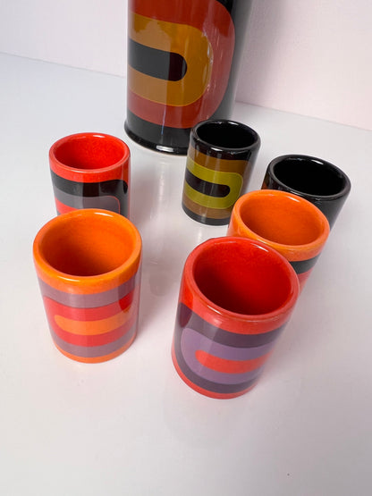 Vintage Schnapsdekanter und 6 Becher von Wächtersbach