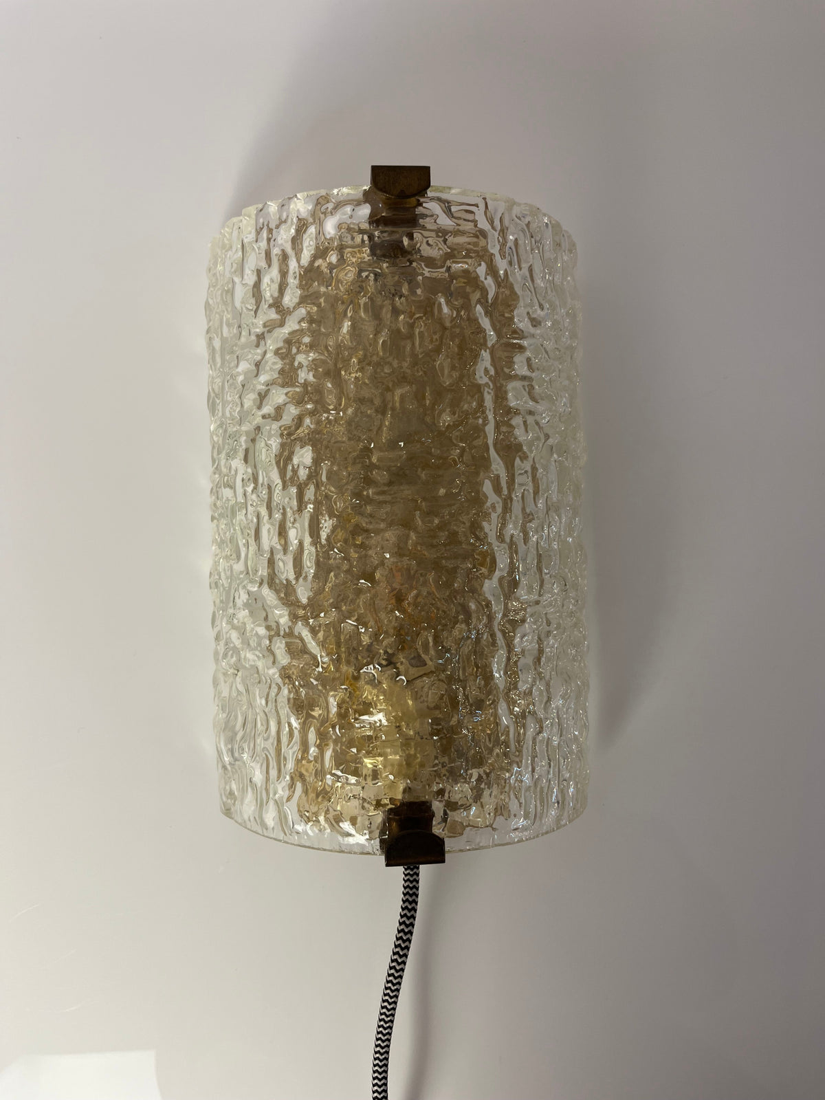Vintage Wandlampe Glas Messing von Orrefors