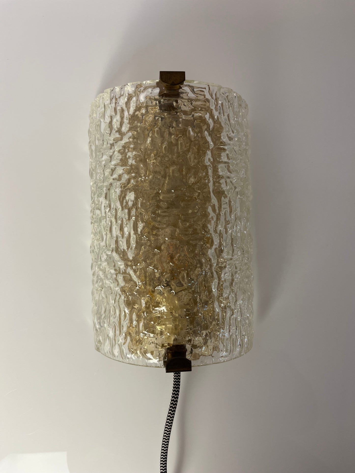 Vintage Wandlampe Glas Messing von Orrefors