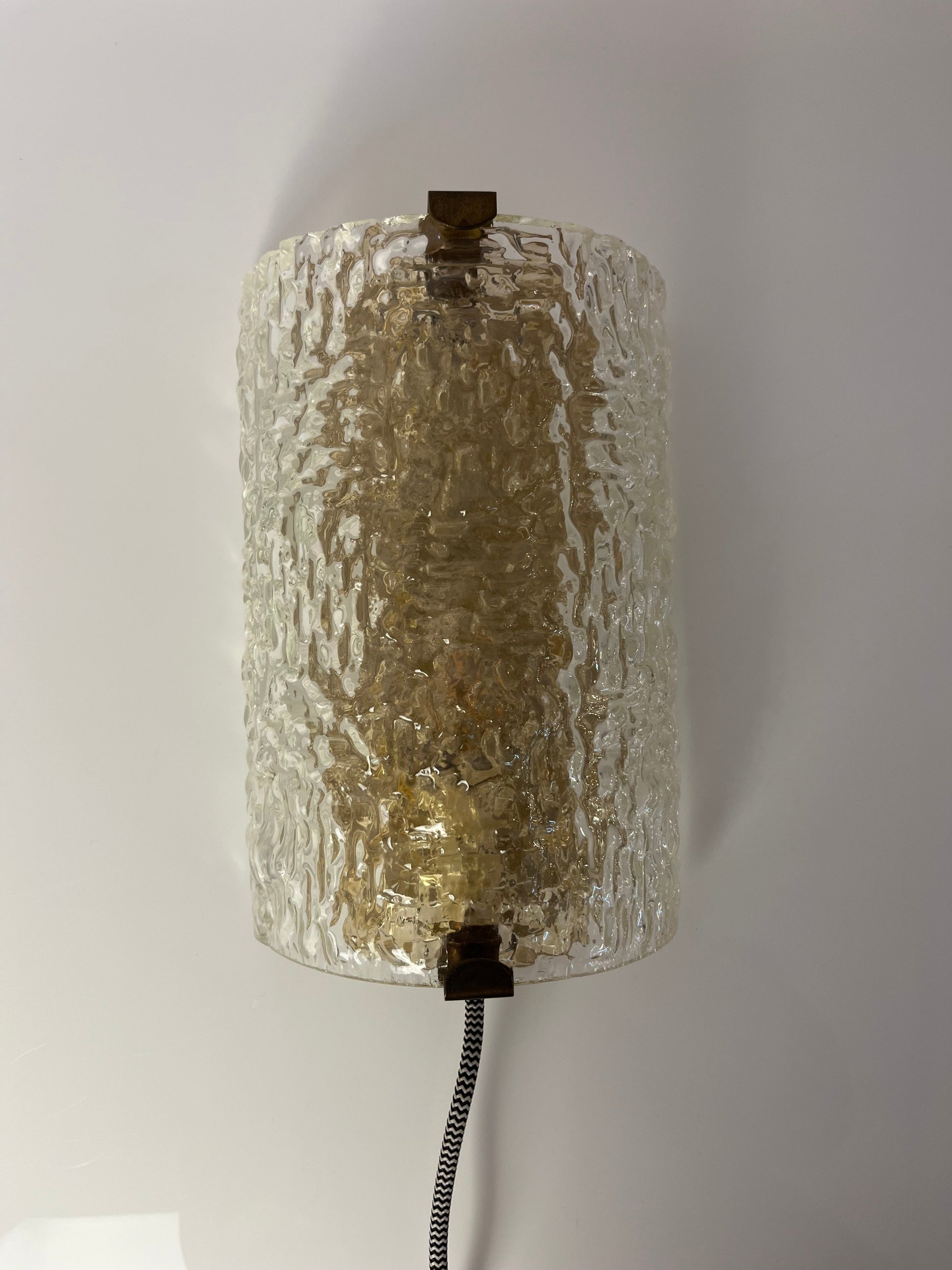 Vintage Wandlampe Glas Messing von Orrefors