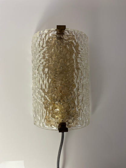 Vintage Wandlampe Glas Messing von Orrefors