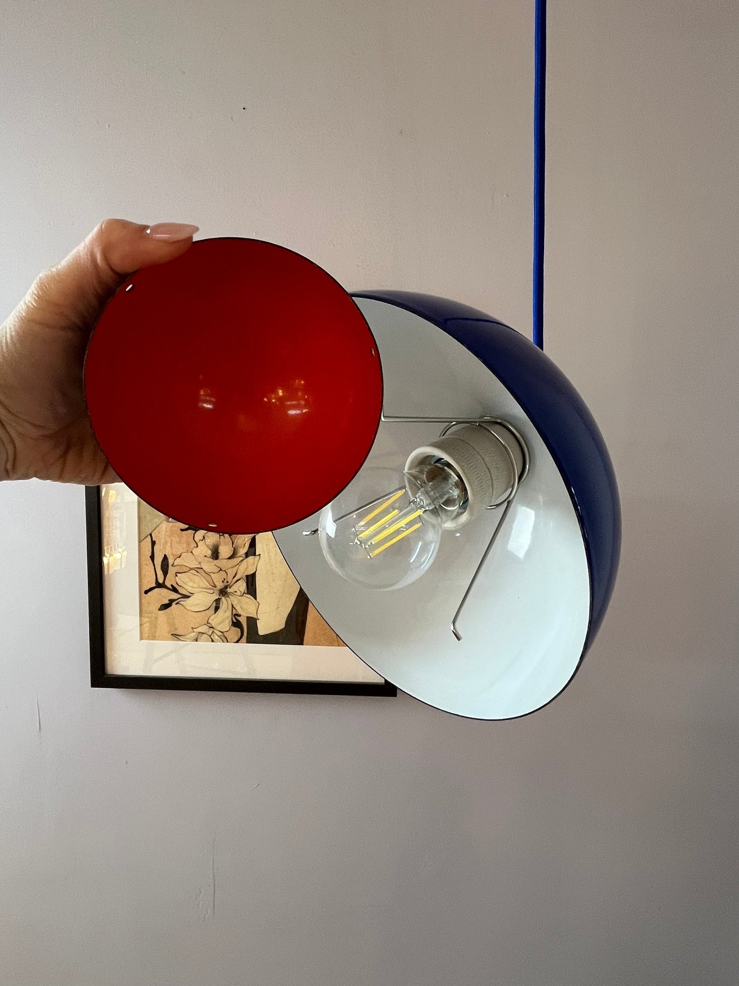 Vintage Hängelampe Flowerpot blau von Verner Panton für Louis Poulsen