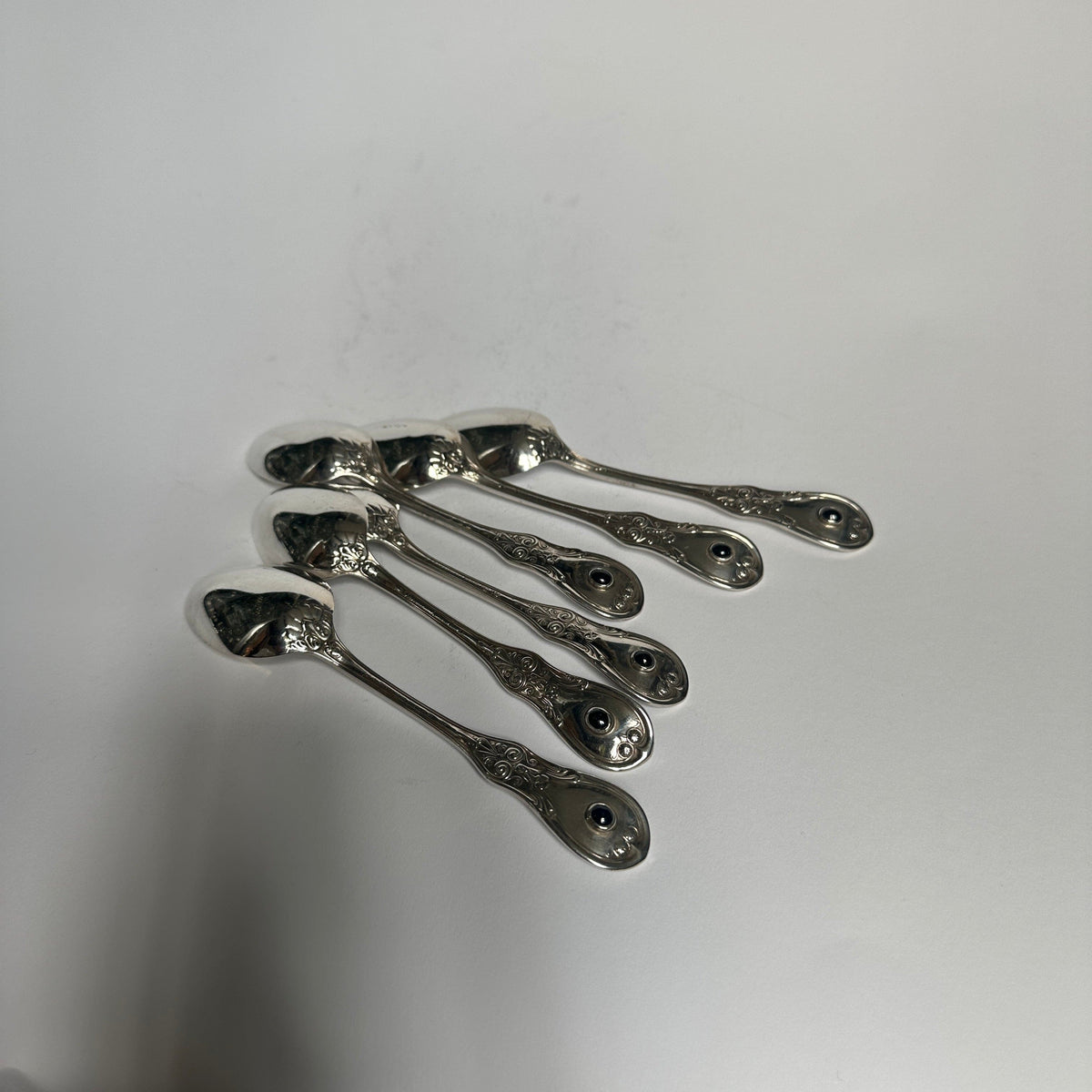 Vintage teaspoons sterling silver with onyx by Tiffany+Co set of 6