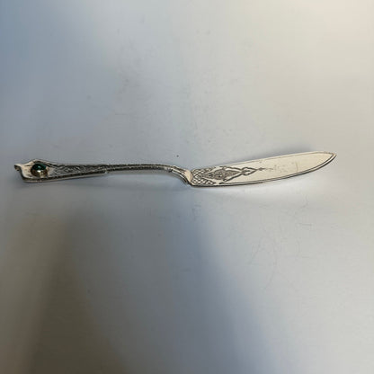 Vintage Buttermesser Silber von Tiffany+Co. mit Jadesteinbesatz