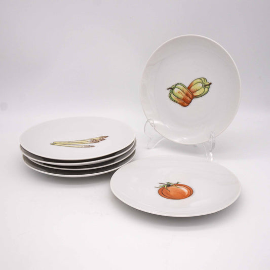 6er Teller Set mit Gemüse Motiven, arrangiert