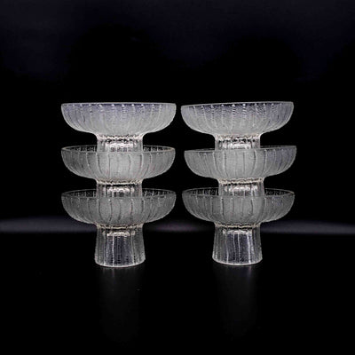 Vintage Sockelschale Eisglas von Oberglas Set von 6
