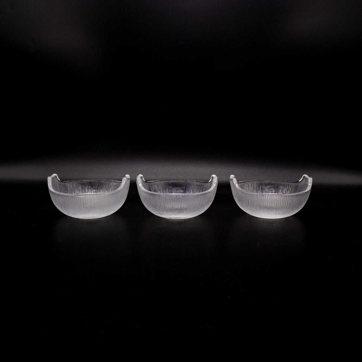 Großes 8er Schüssel Set von Hoya Crystal, Einzelansicht 3 kleine Schüssel, Vorderseite