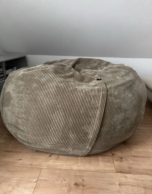 Pouf vintage XXL par Vetsak Cordon Velours Kaki