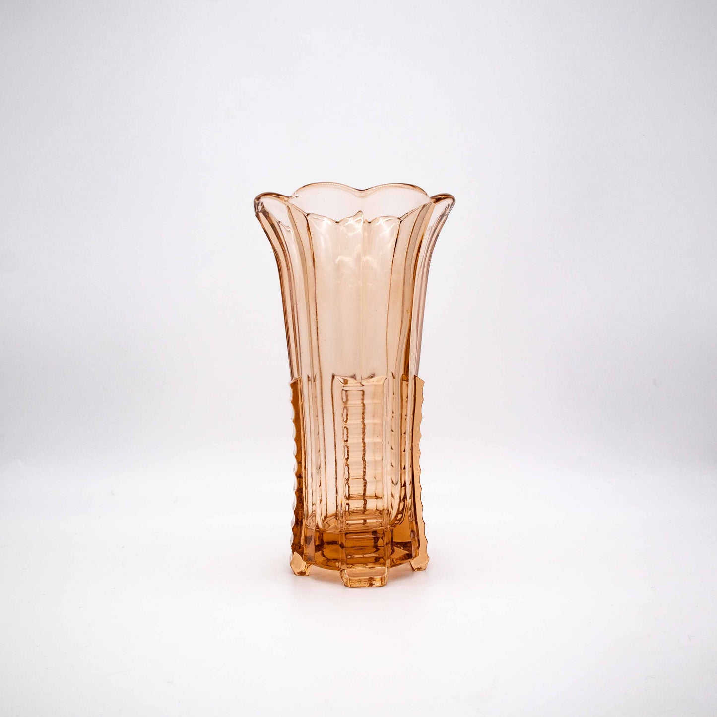 Vintage Art Déco Vase aus Rosalinglas