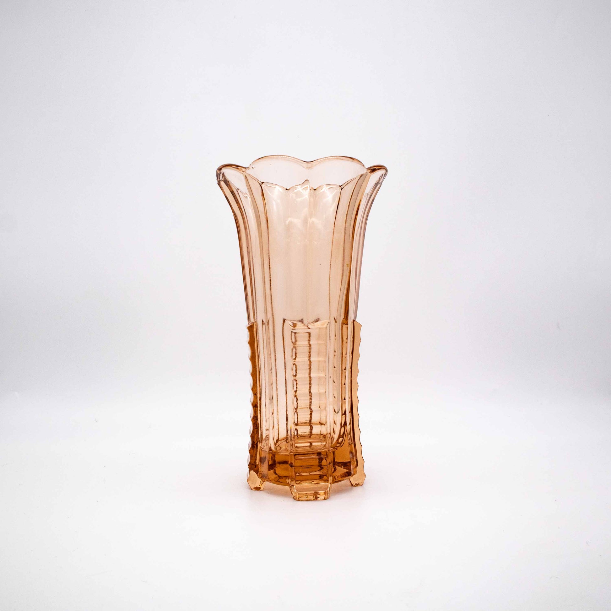 Vintage Art Déco Vase aus Rosalinglas