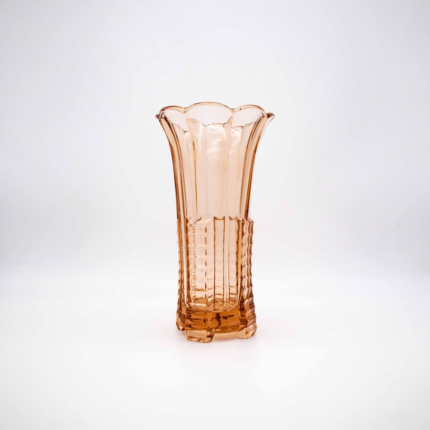Vintage Art Déco Vase aus Rosalinglas