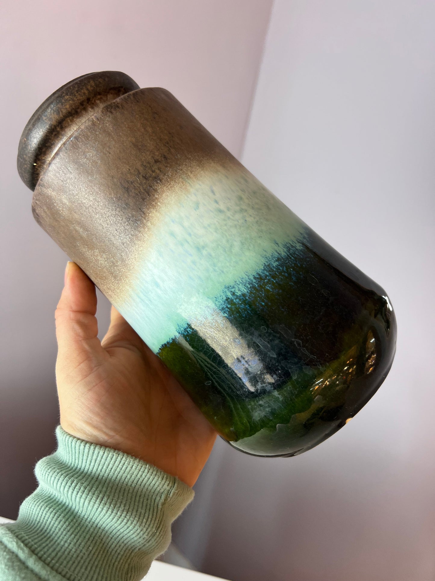 Vintage Vase 549-27 grün braun von Scheurich West Germany