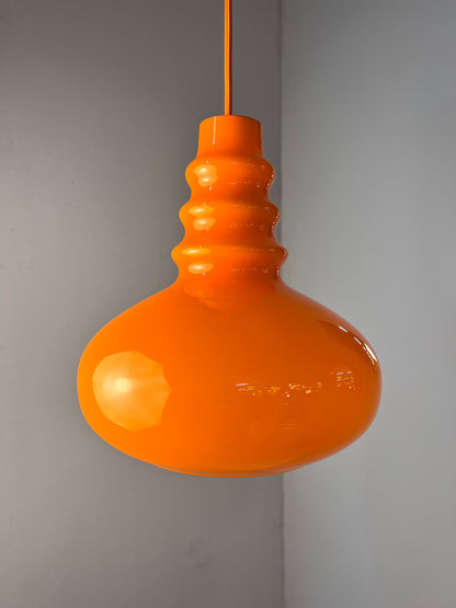 Vintage Hängelampe von Peill und Putzler, orange, Glas