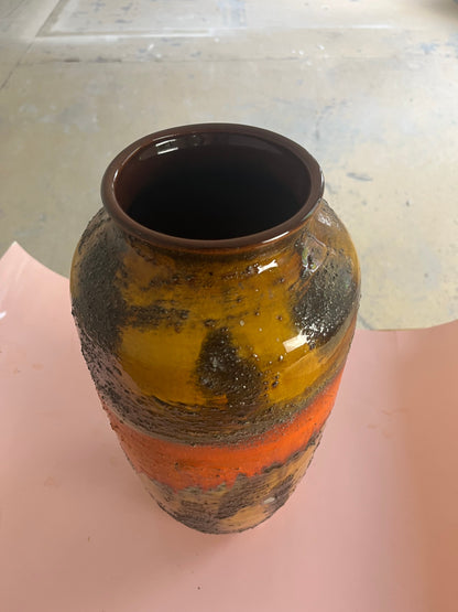 Vintage Vase 5071-38 Fat Lava orange brown by Carstens Keramik West Germany