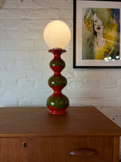 Vintage table lamp Bubble ceramic red green by Kaiser Leuchten