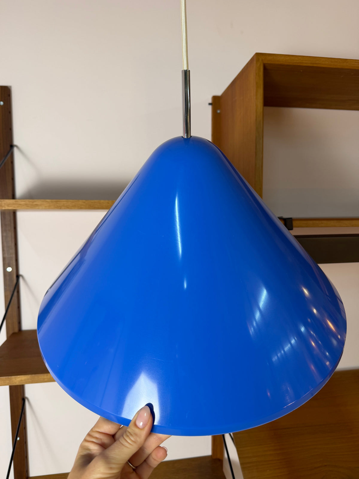 Vintage Hängelampe "Apollo" blau von Nordisk Solar