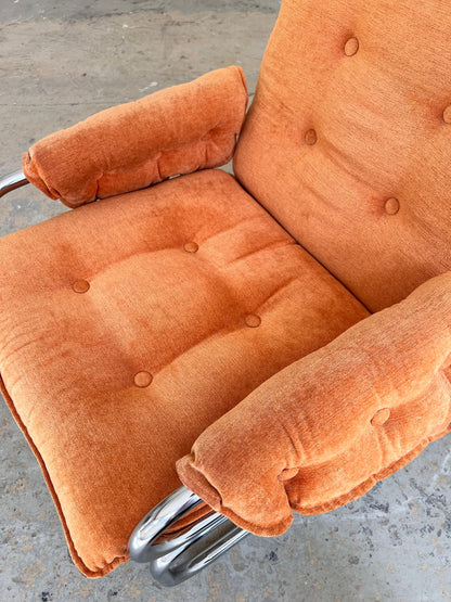Vintage Sessel Halina von Hellerau orange Chrom