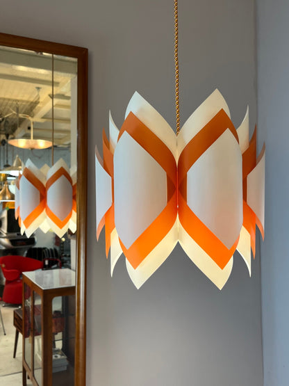 Vintage Hängelampe Ballet orange weiß von Lars Schiøler für P.J. Høyrup