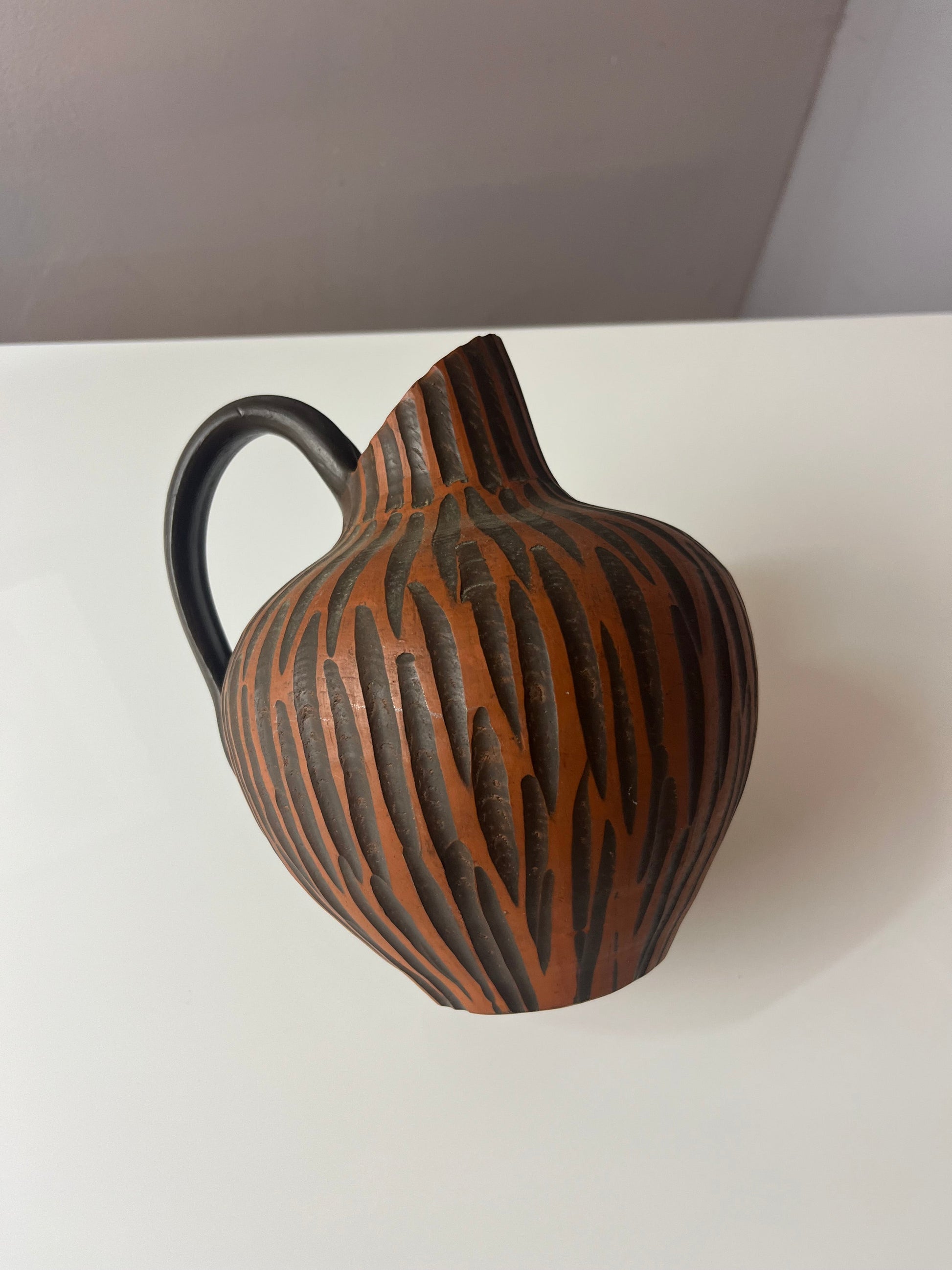 Vintage Vase Rhodos von Eiwa Keramik mit Ritzdekor Handarbeit