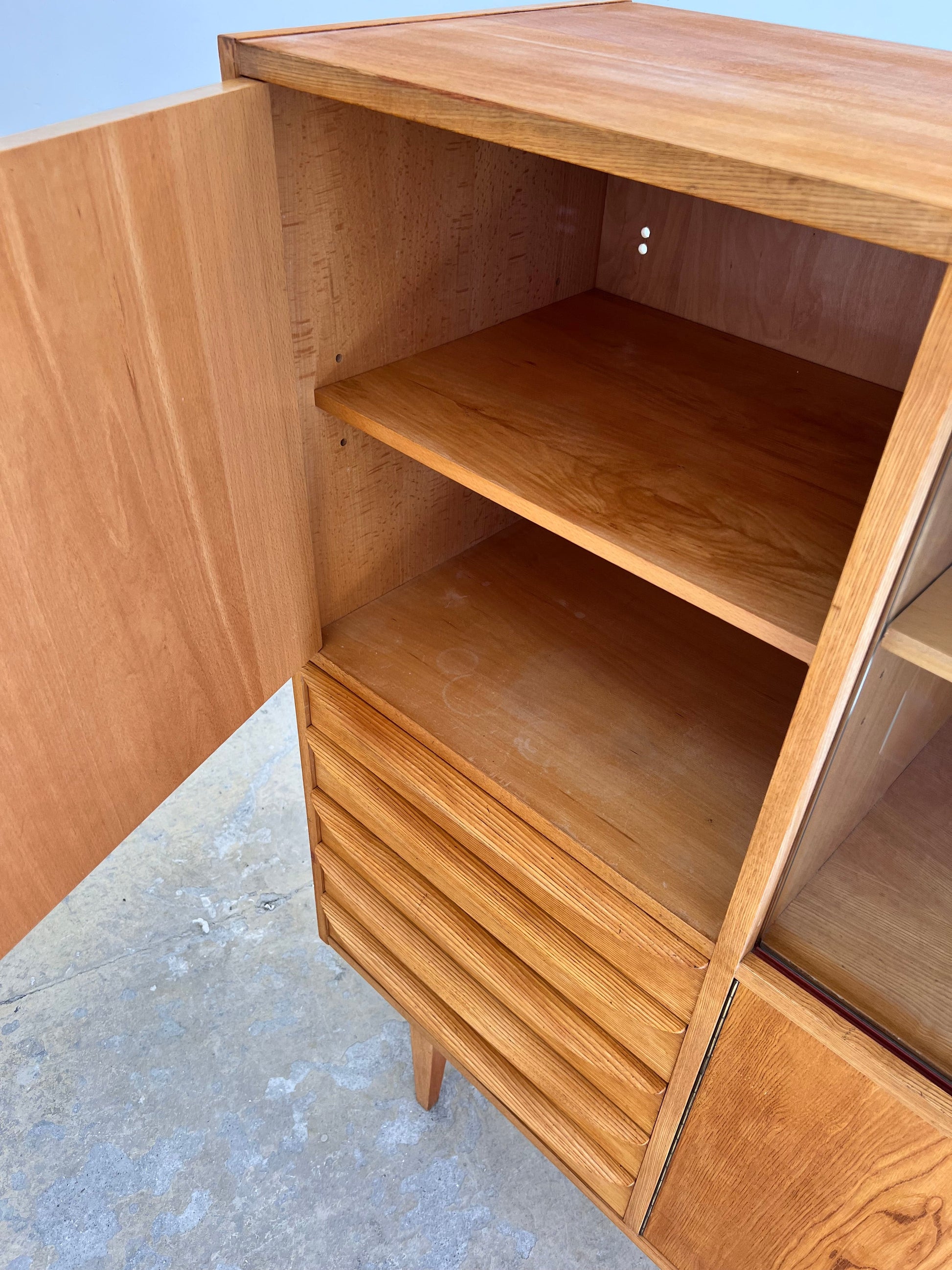 Vintage Highboard Typ 602/G von Franz Ehrlich für Hellerau Esche