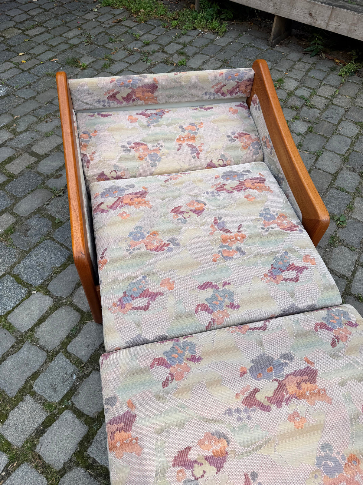 Vintage Schlafsessel Teak und Textilstoff, Dänemark