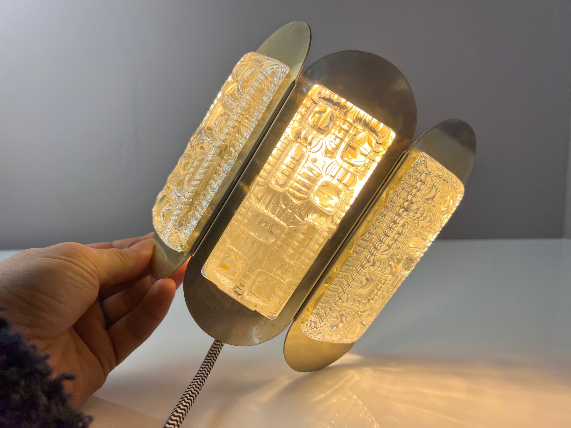 Vintage Wandlampe von Vitrika für Vitrika Gold Transparent