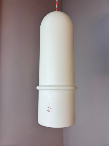 Vintage hanging lamp opal glass from Peill &amp; Putzler white